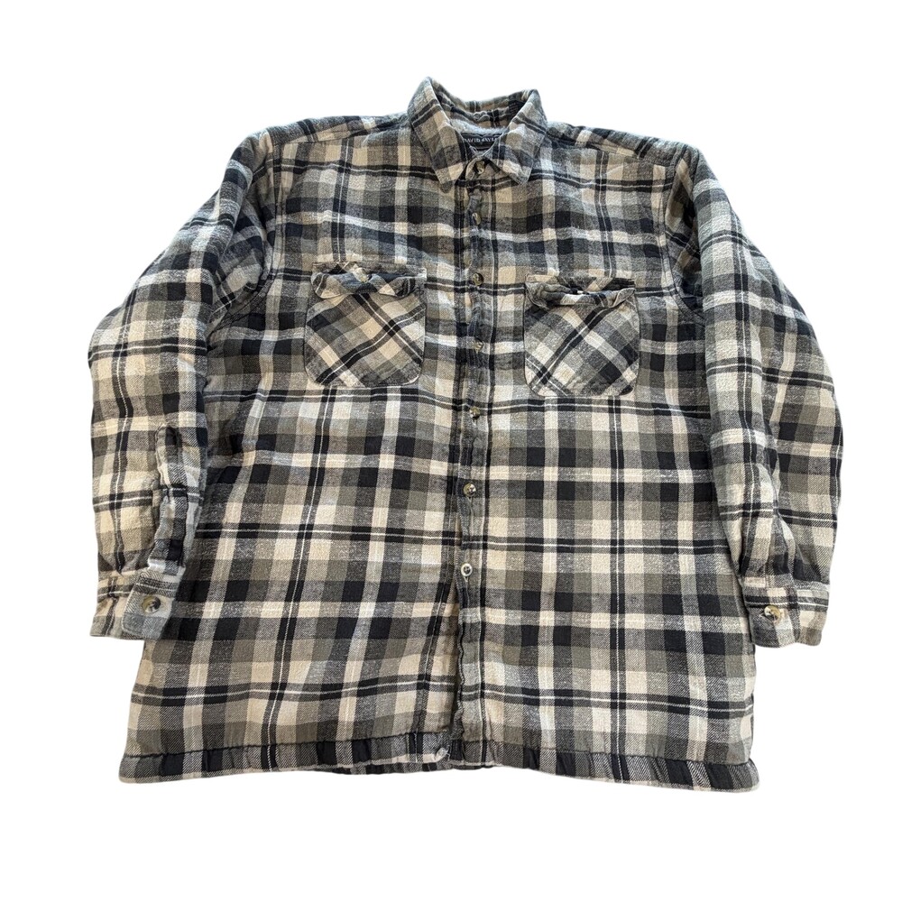 David Taylor Jacket Mens Large Gray Plaid Sherpa Lined Flannel Button Front